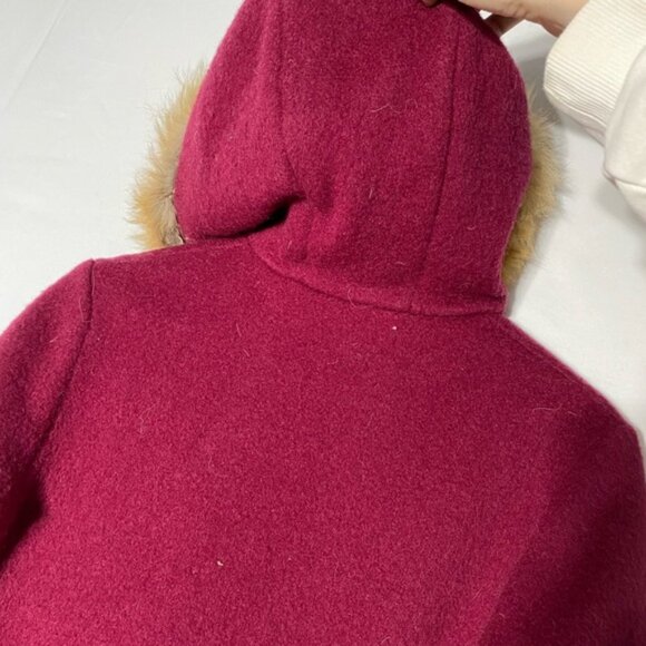 Vintage Kelsey Trail Burgundy Wool Embroidered Zip Front Parka W Fur Trim M - Picture 13 of 16